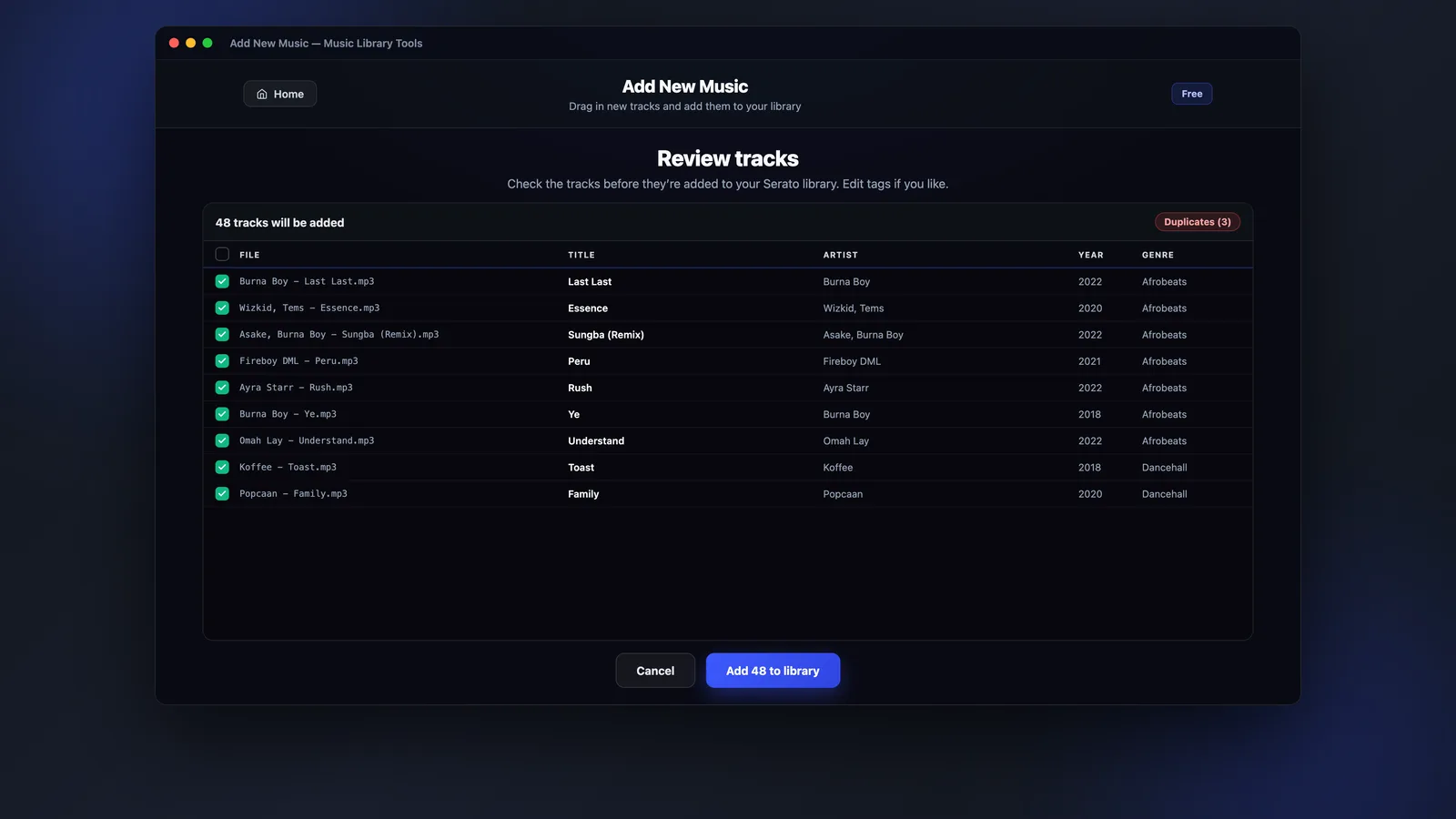 MLT Add New Music reviewing tracks before they are added to Serato