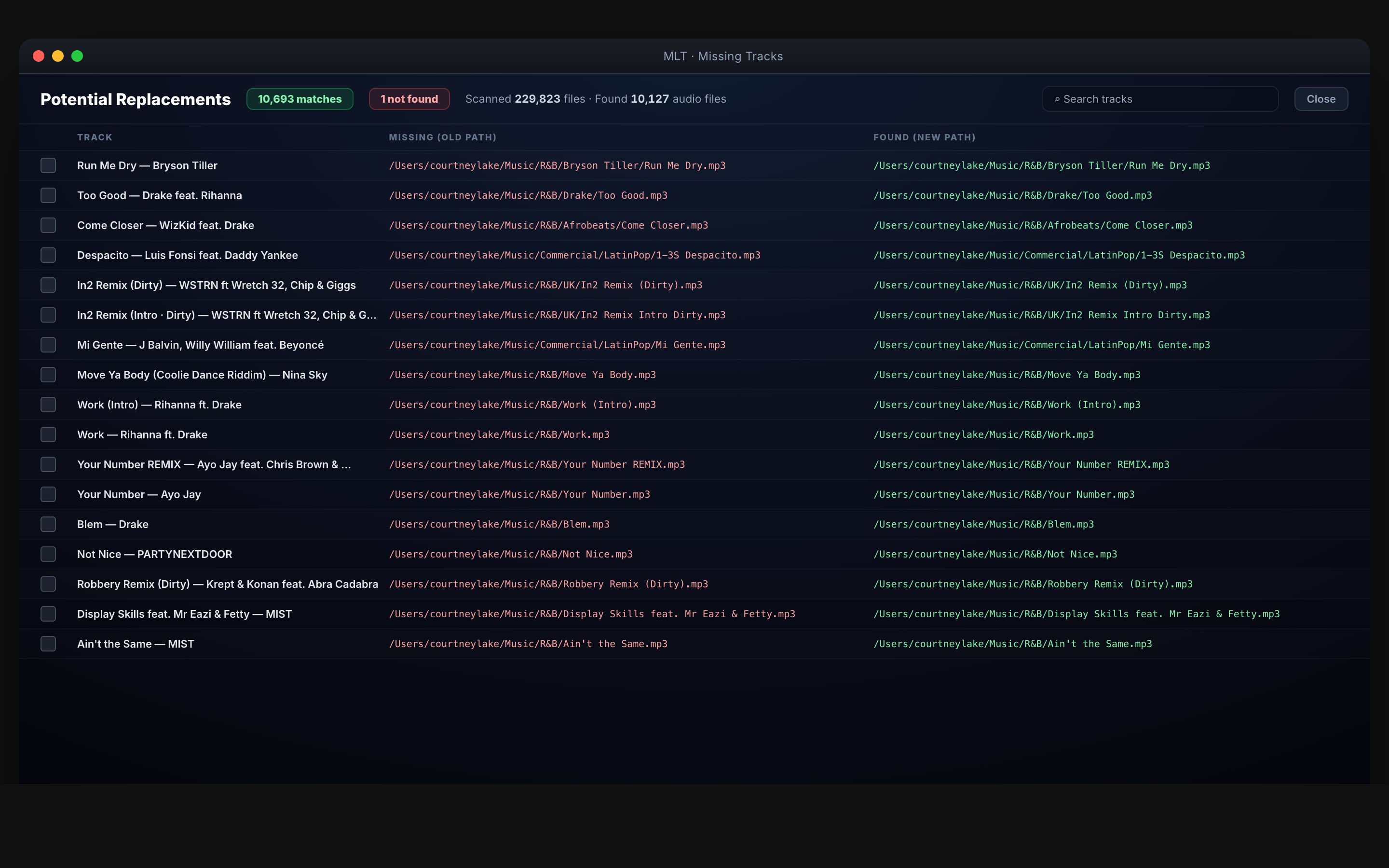 MLT Missing Tracks app — finding and relinking files Serato can't load