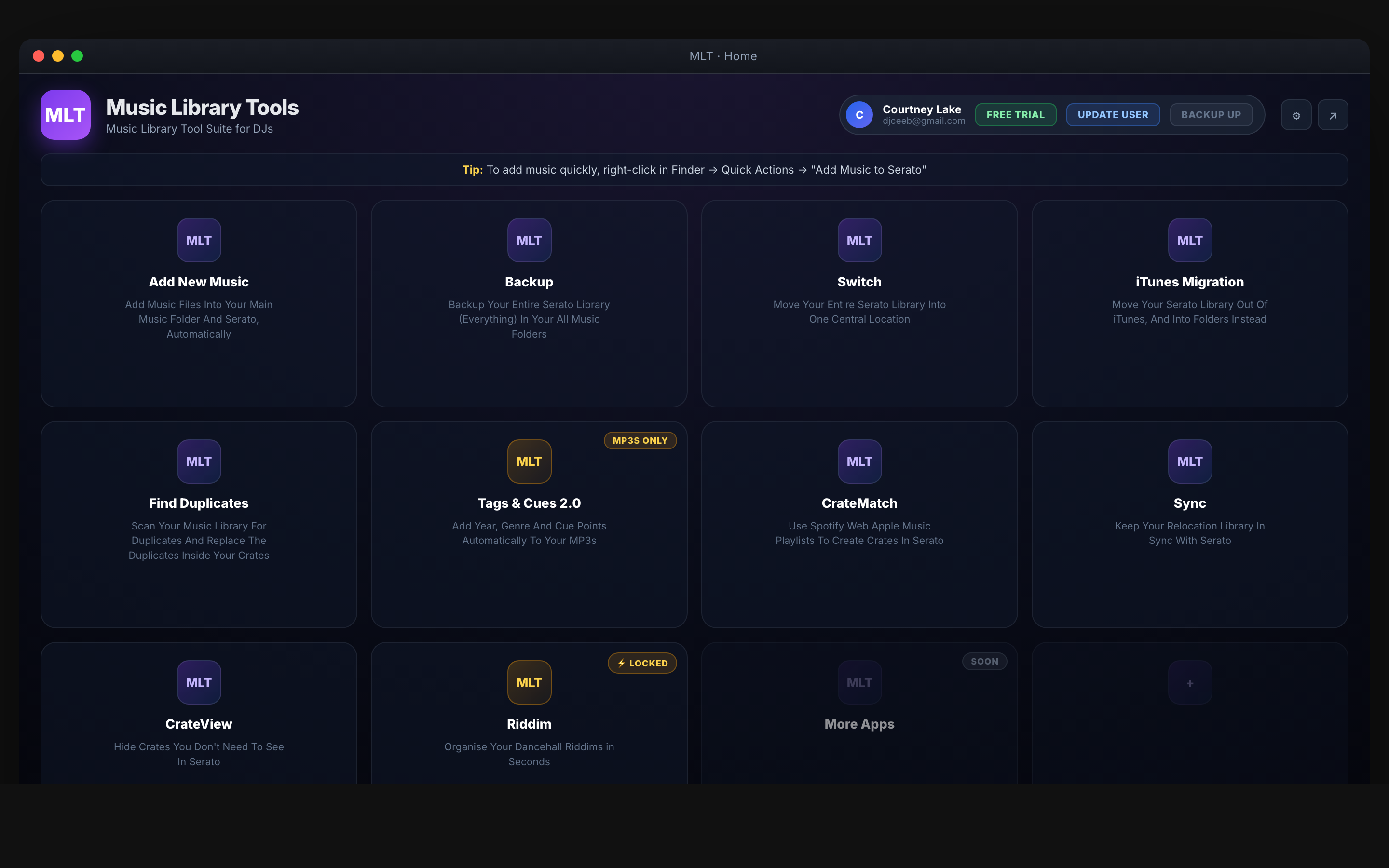Music Library Tools — every app in one interface